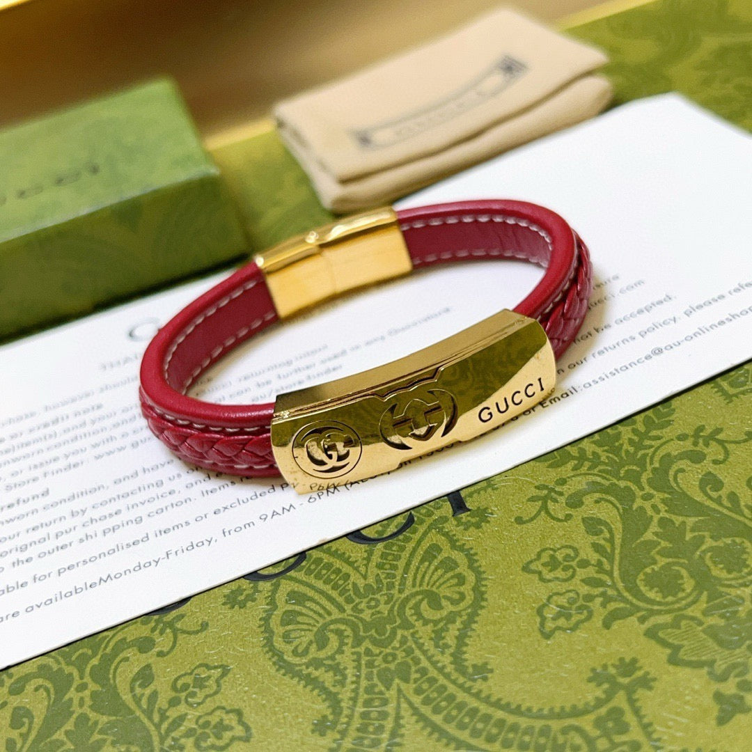 Gucci Anger Forest Interlocking G Guitar Antiqued Leather Bracelet - album image 6