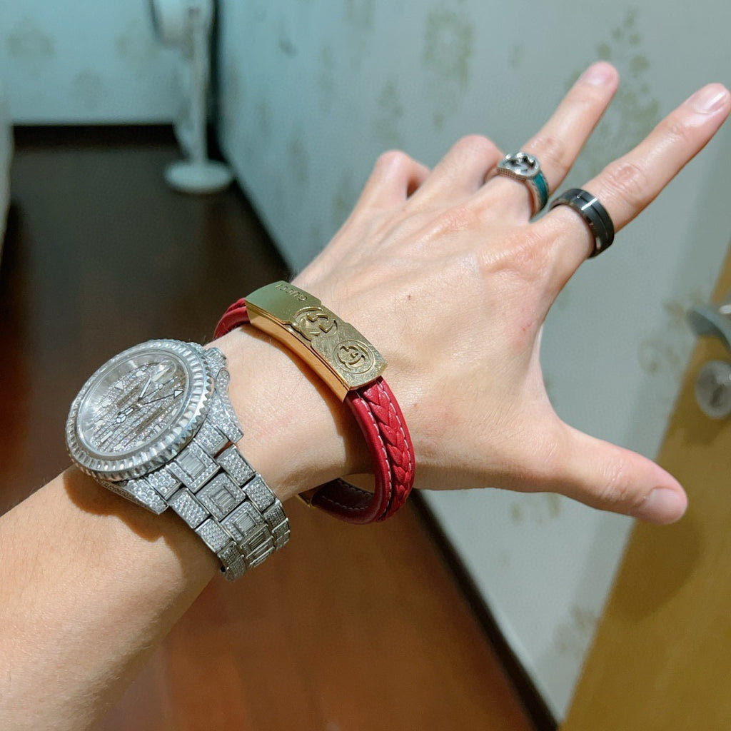 Gucci Anger Forest Interlocking G Guitar Antiqued Leather Bracelet - album image 7