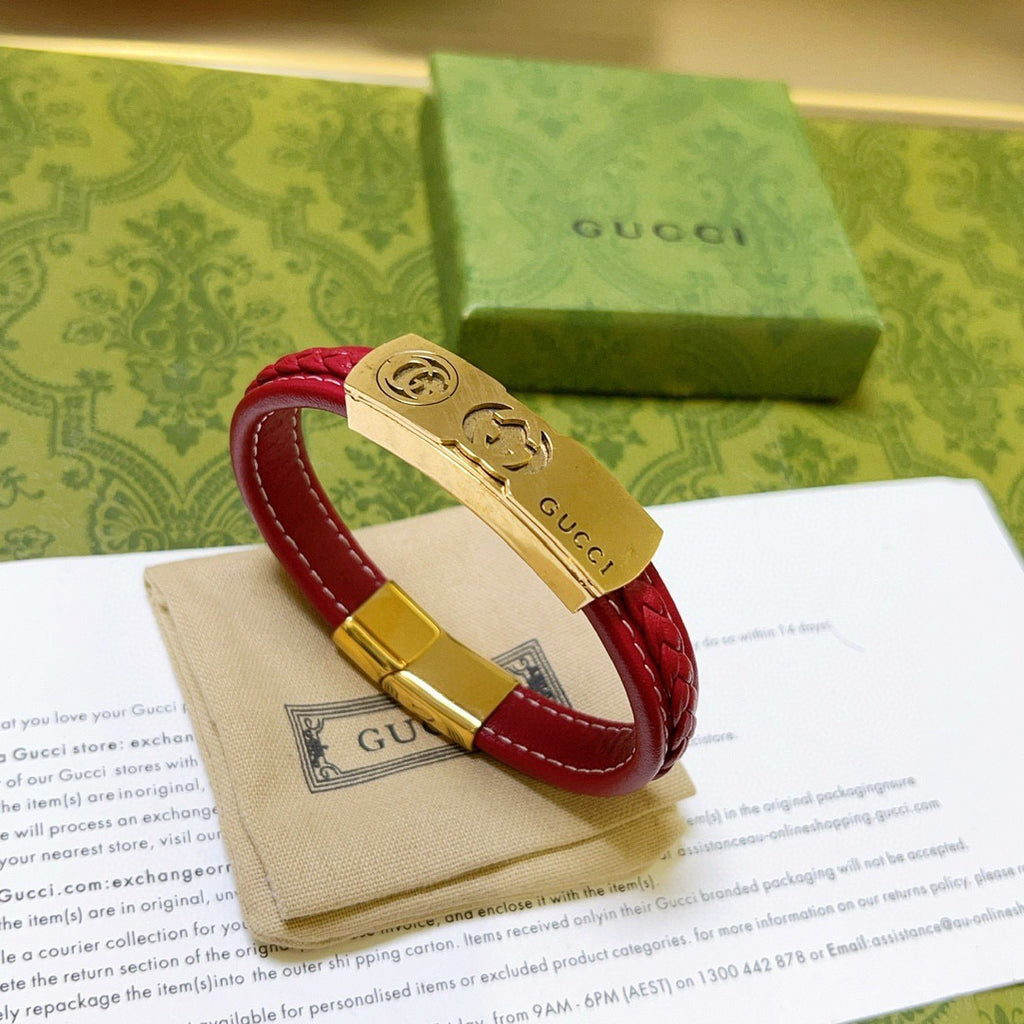 Gucci Anger Forest Interlocking G Guitar Antiqued Leather Bracelet - album image 1