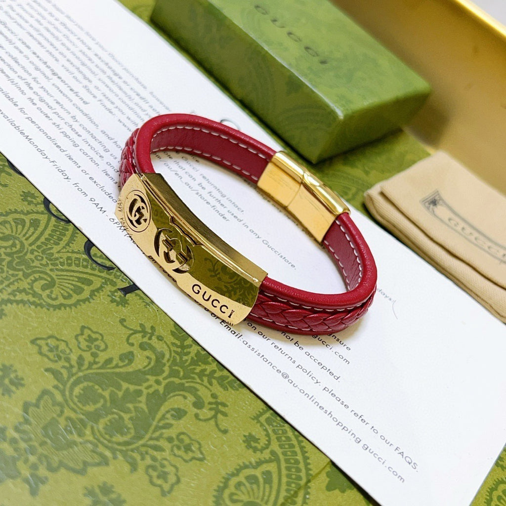 Gucci Anger Forest Interlocking G Guitar Antiqued Leather Bracelet - album image 2