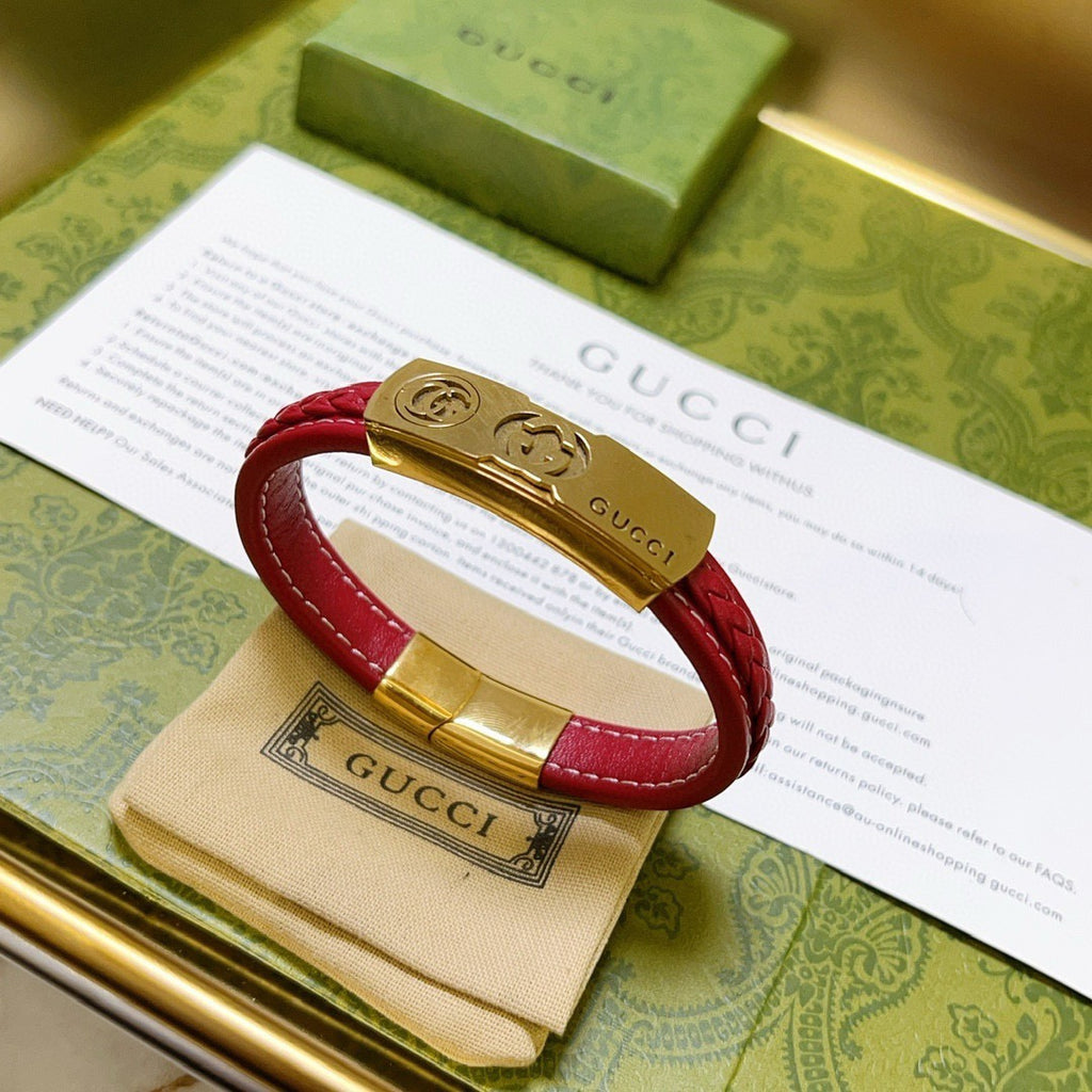 Gucci Anger Forest Interlocking G Guitar Antiqued Leather Bracelet - album image 8