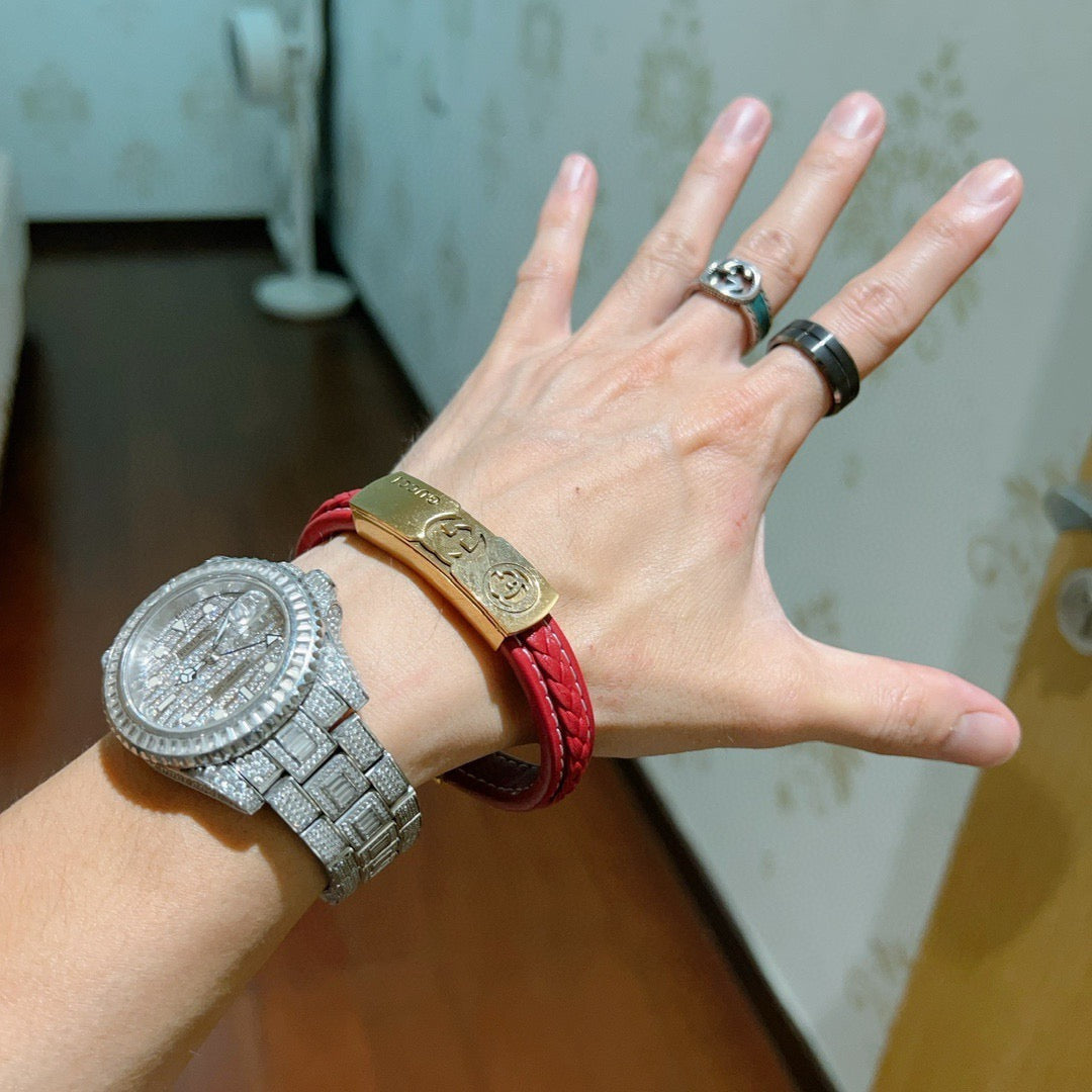 Gucci Anger Forest Interlocking G Guitar Antiqued Leather Bracelet - album image 3
