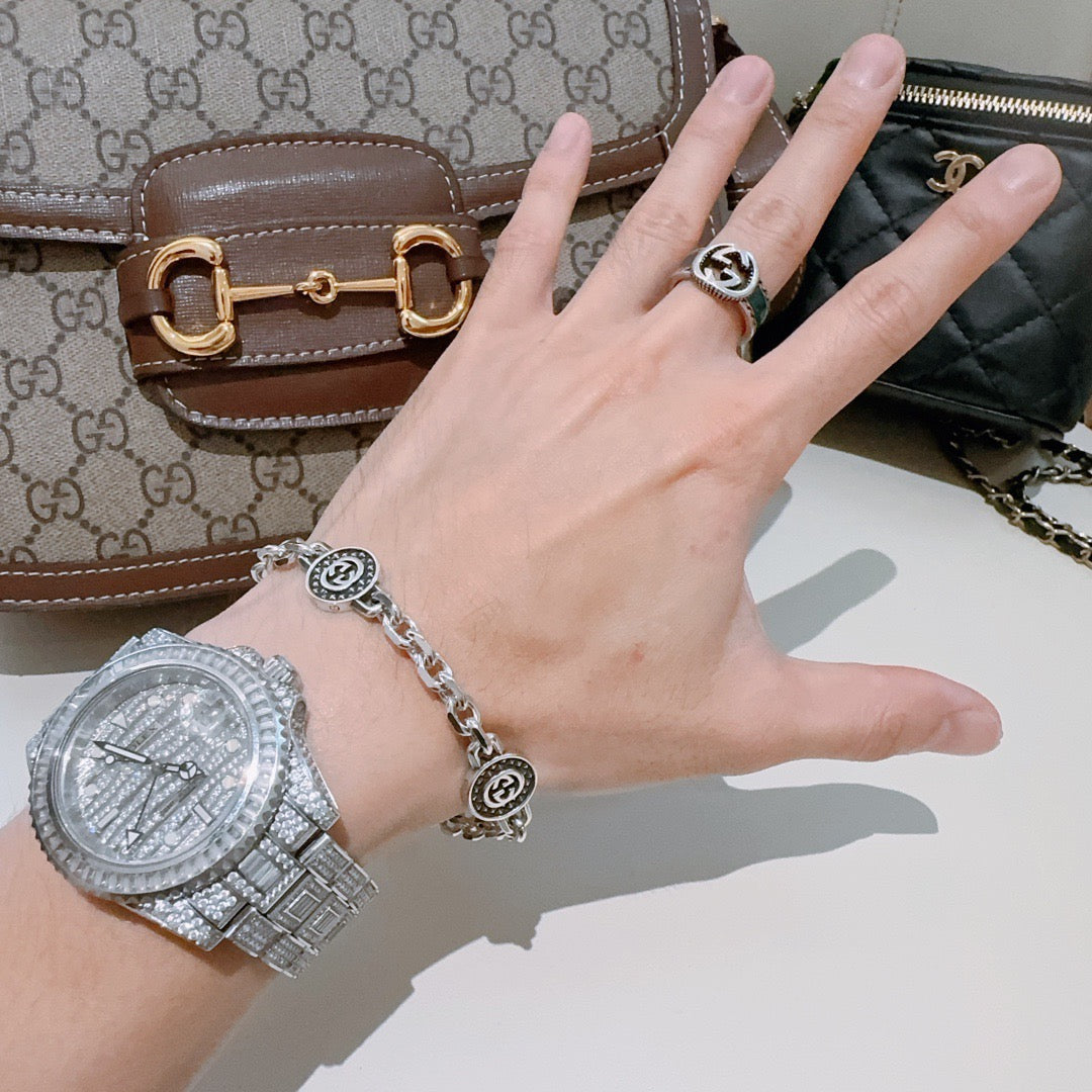 Gucci Silver-Tone Beaded Bracelet with White Accent - album image 3