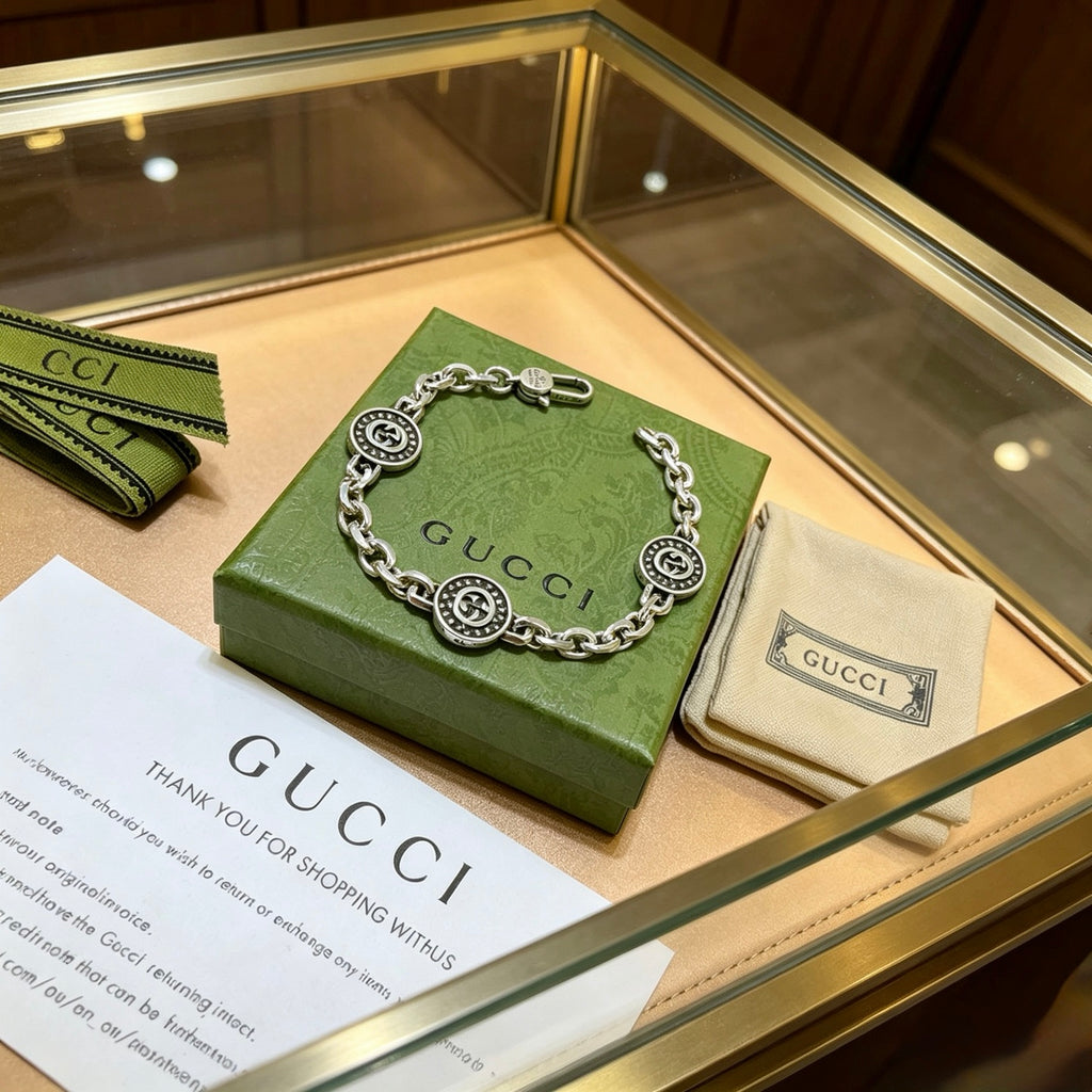 Gucci Silver-Tone Beaded Bracelet with White Accent - album image 4