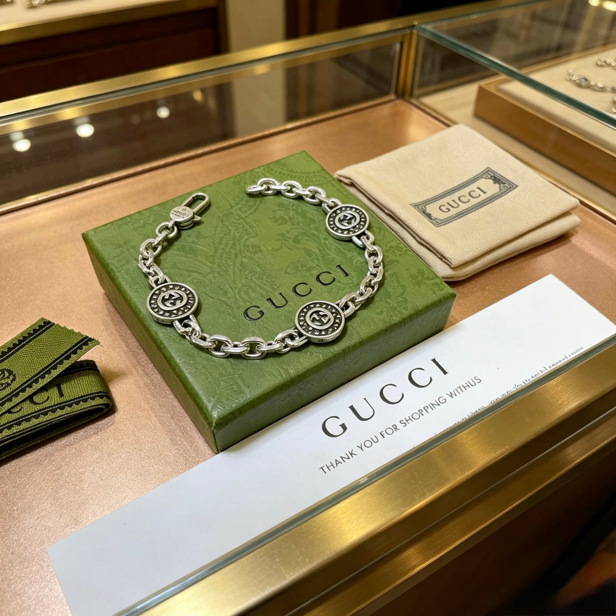 Gucci Silver-Tone Beaded Bracelet with White Accent - album image 2