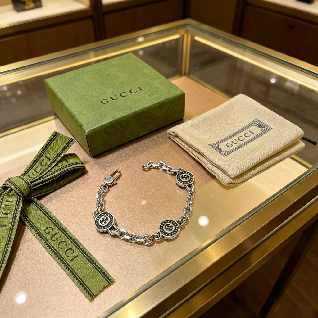 Gucci Silver-Tone Beaded Bracelet with White Accent - album image 1