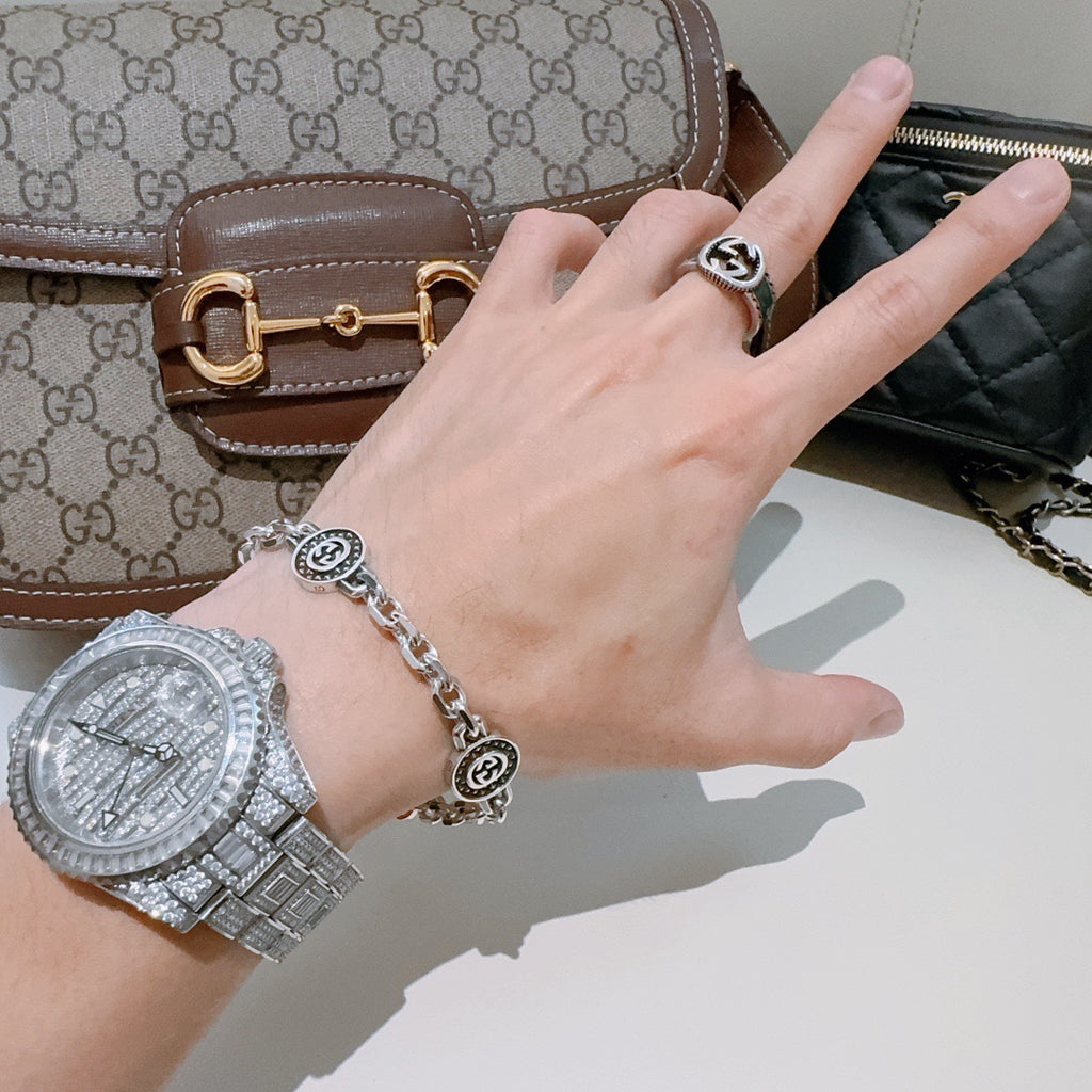 Gucci Silver-Tone Beaded Bracelet with White Accent - album image 6
