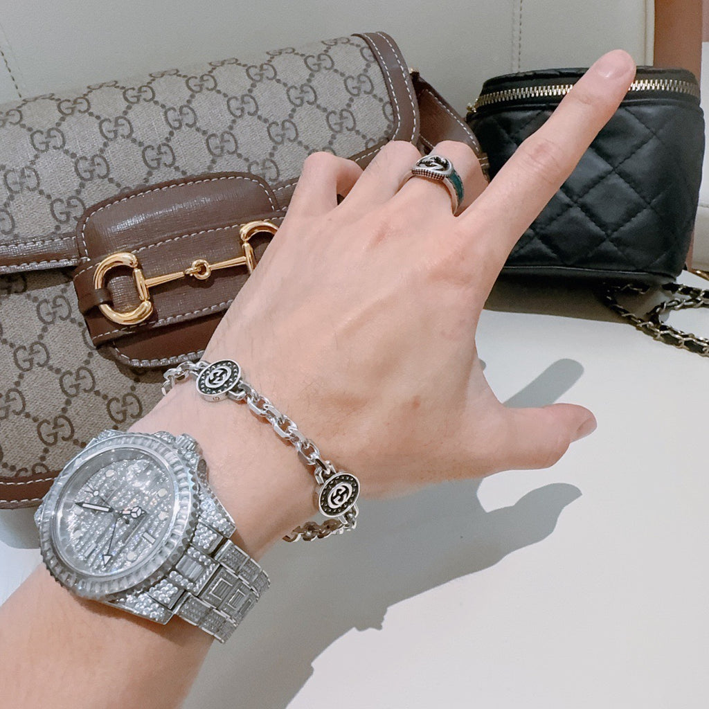 Gucci Silver-Tone Beaded Bracelet with White Accent - album image 7