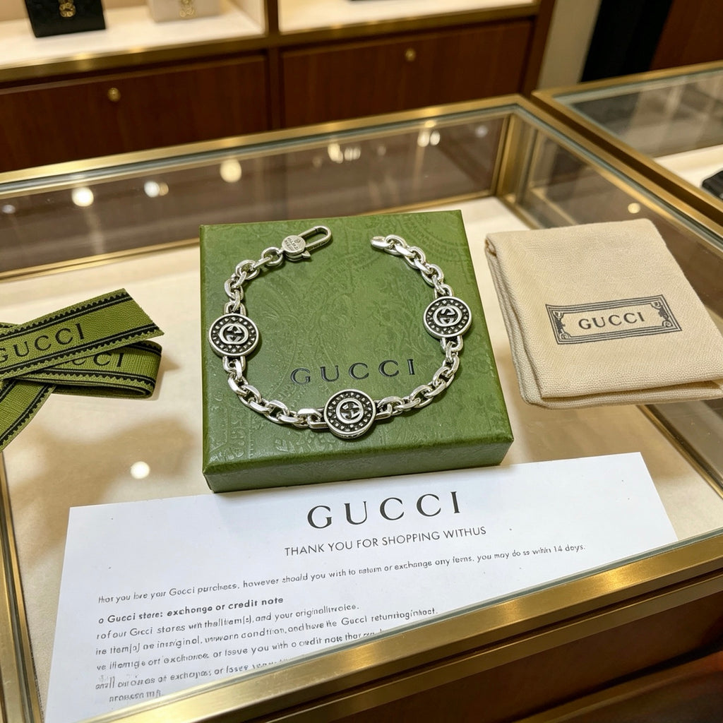 Gucci Silver-Tone Beaded Bracelet with White Accent - album image 5