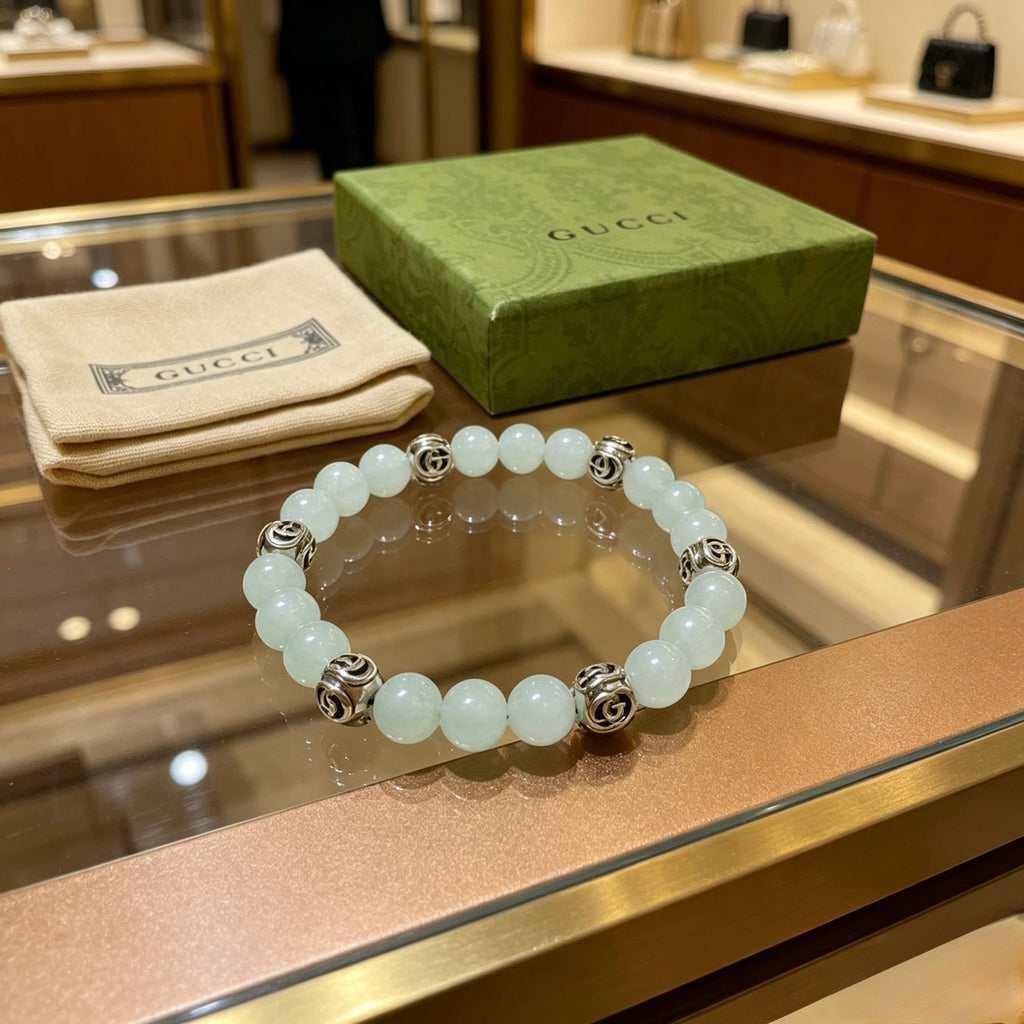 Gucci Anger Forest Interlocking G Stone Bead Crystal Accent Antiqued Bracelet - album image 4