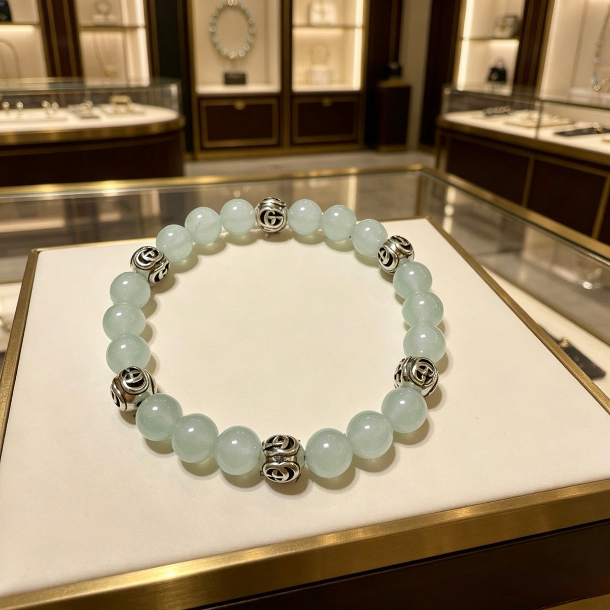 Gucci Anger Forest Interlocking G Stone Bead Crystal Accent Antiqued Bracelet - album image 1