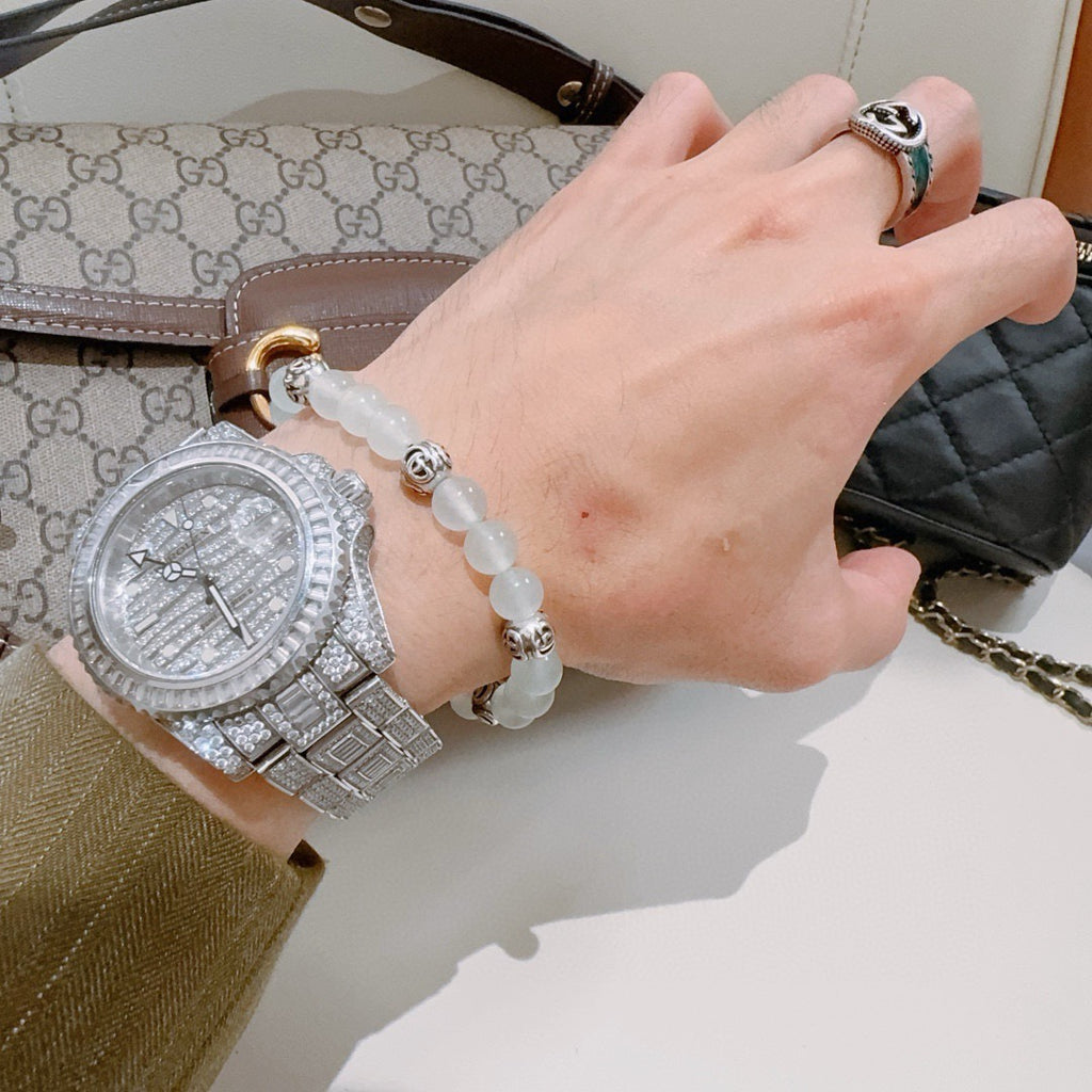 Gucci Anger Forest Interlocking G Stone Bead Crystal Accent Antiqued Bracelet - album image 9