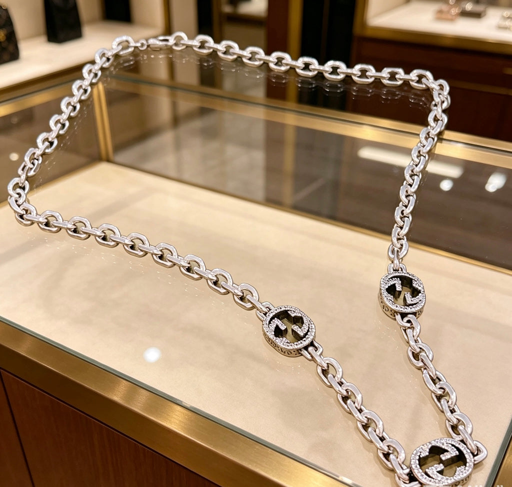 Gucci Anger Forest Interlocking G Crystal Accent Antiqued Chain Necklace - album image 4
