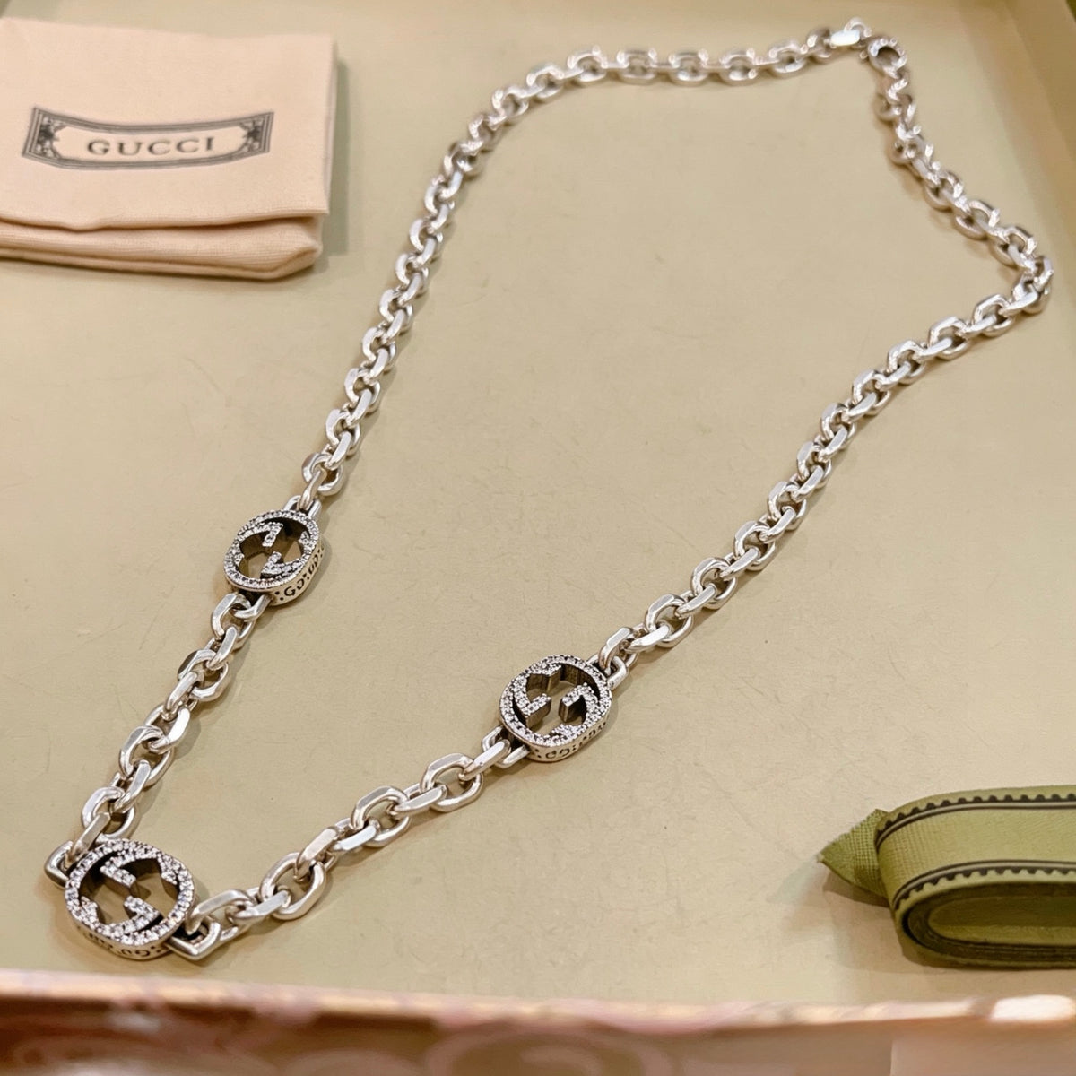 Gucci Anger Forest Interlocking G Crystal Accent Antiqued Chain Necklace - album image 9