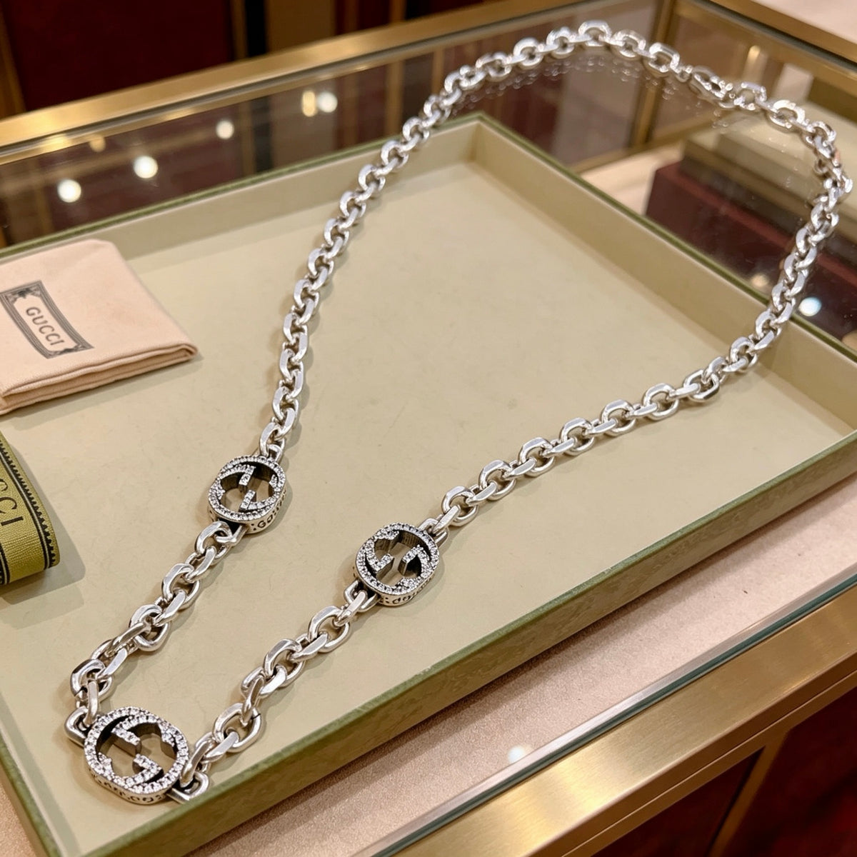 Gucci Anger Forest Interlocking G Crystal Accent Antiqued Chain Necklace - album image 5