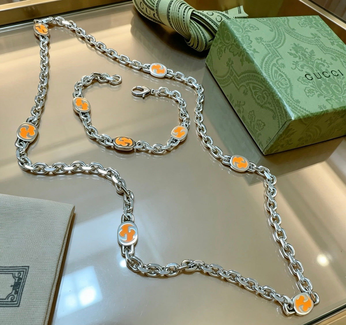 Gucci Silver-Tone Orange Enamel Jewelry Options - album image 5