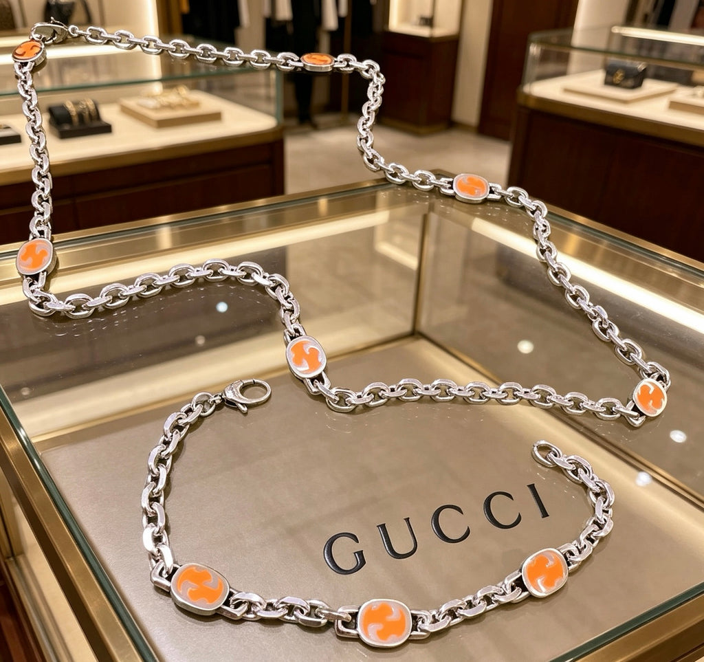 Gucci Silver-Tone Orange Enamel Jewelry Options - album image 2