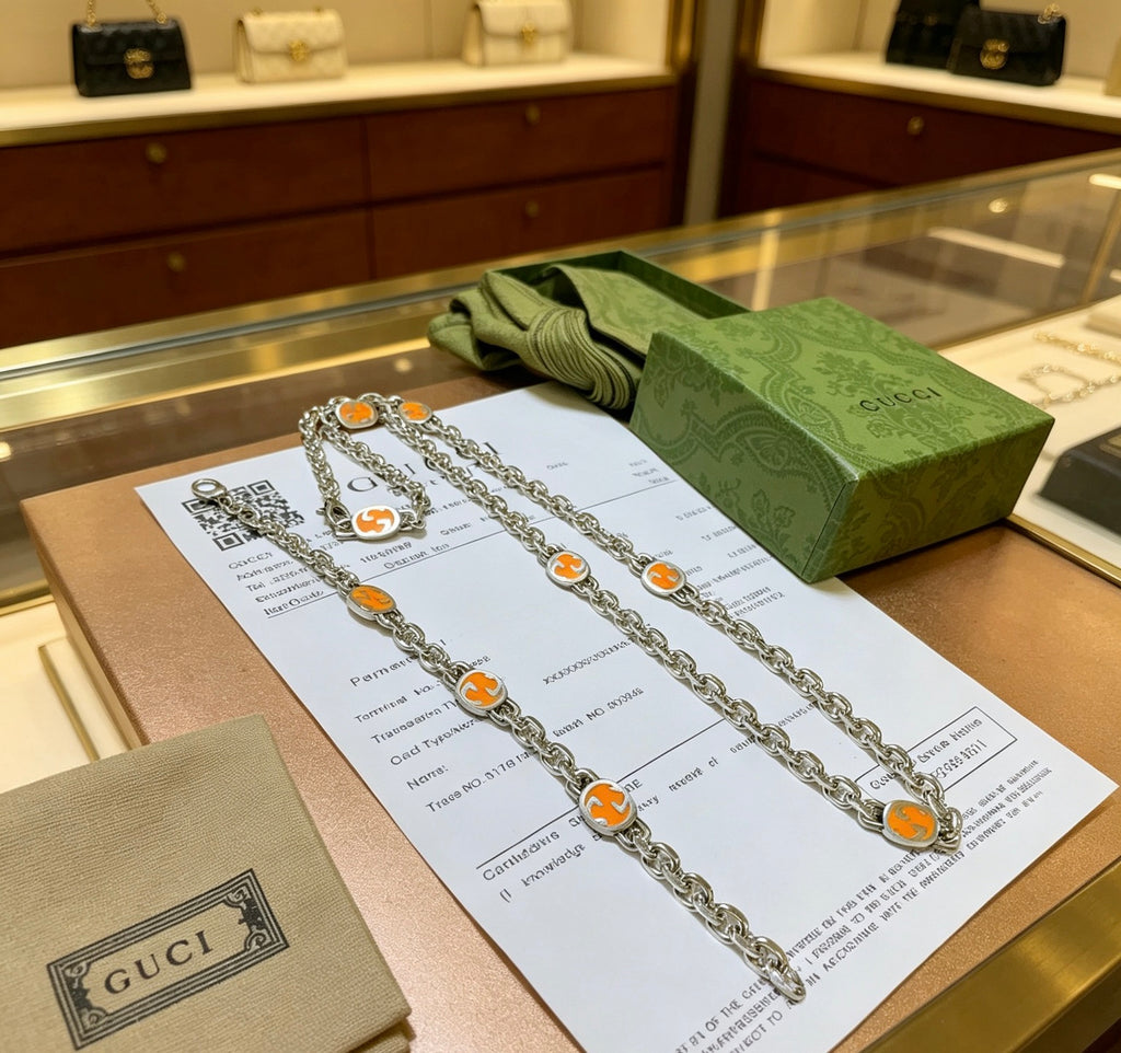 Gucci Silver-Tone Orange Enamel Jewelry Options - album image 4