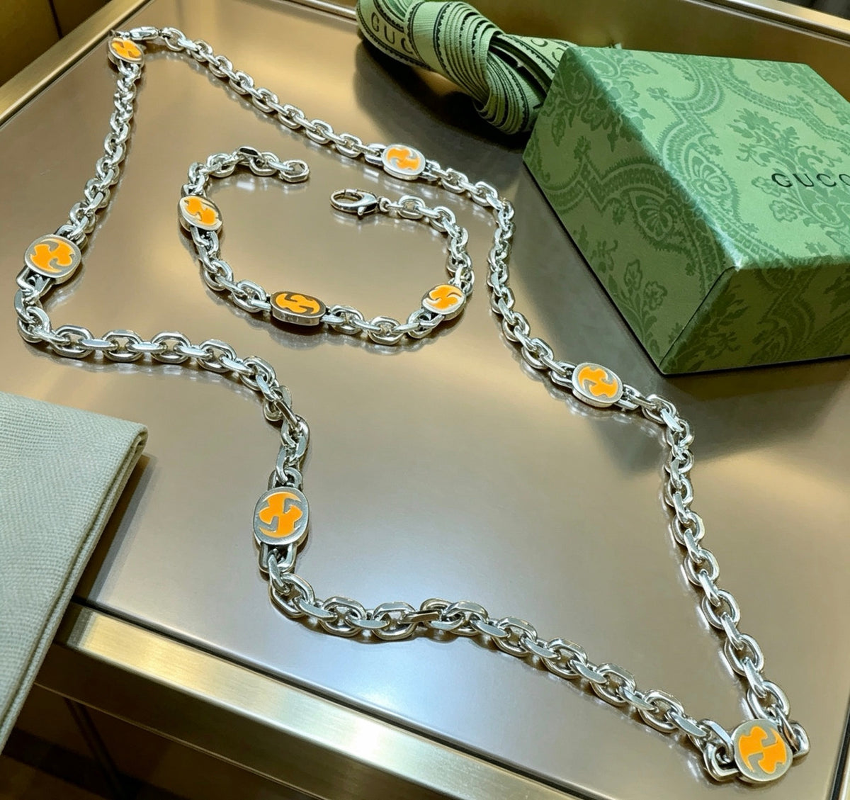 Gucci Silver-Tone Orange Enamel Jewelry Options - album image 6