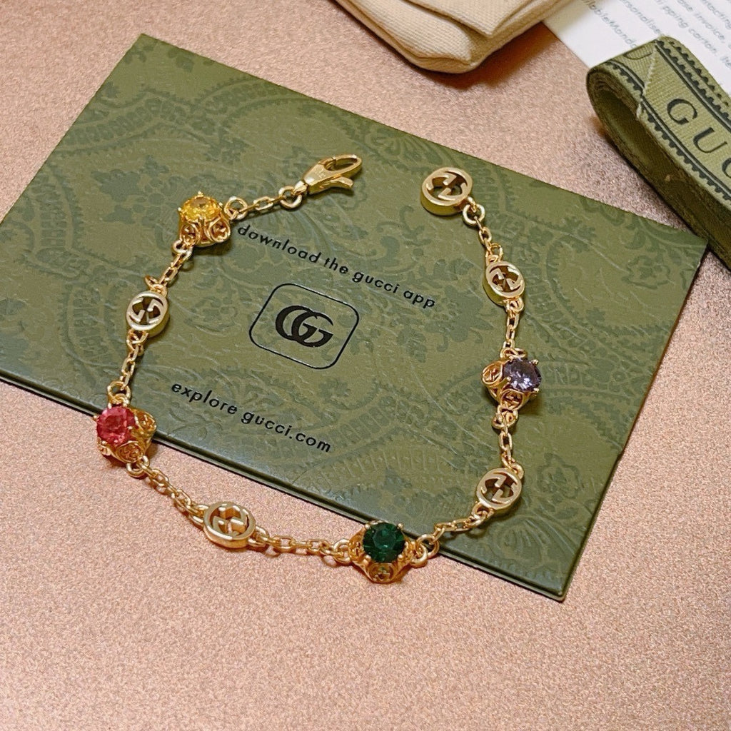Gucci Gold-Tone Multicolor Crystal Charm Bracelet - album image 2