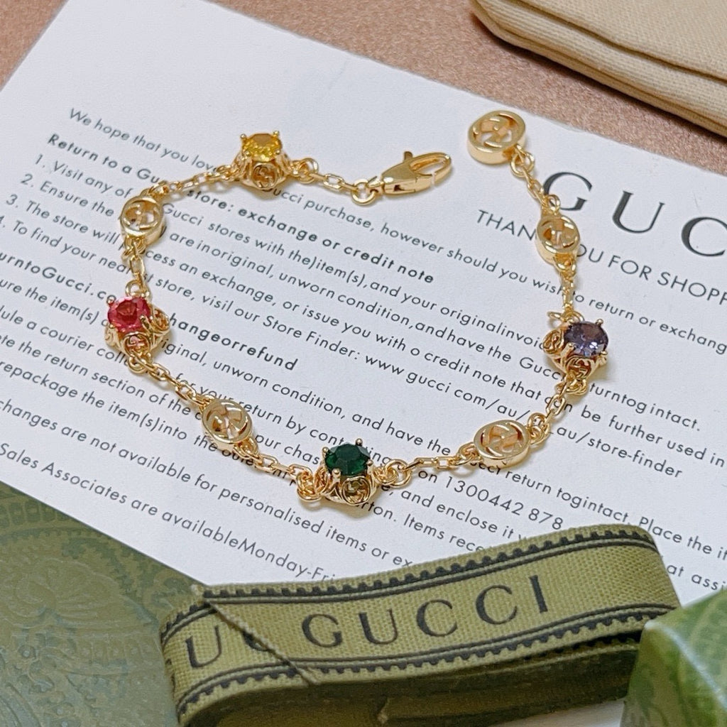 Gucci Gold-Tone Multicolor Crystal Charm Bracelet - album image 6