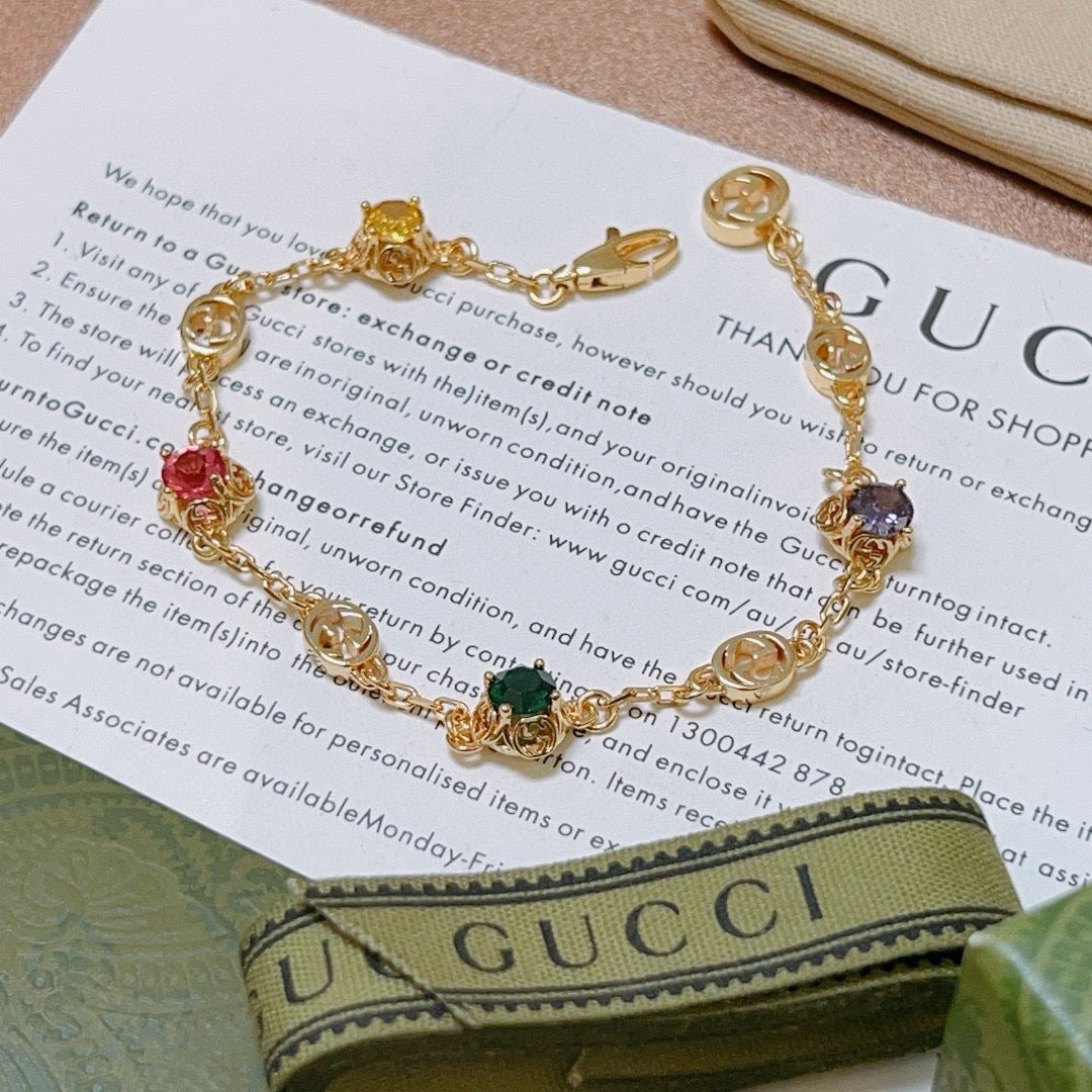 Gucci Gold-Tone Multicolor Crystal Charm Bracelet - album image 6