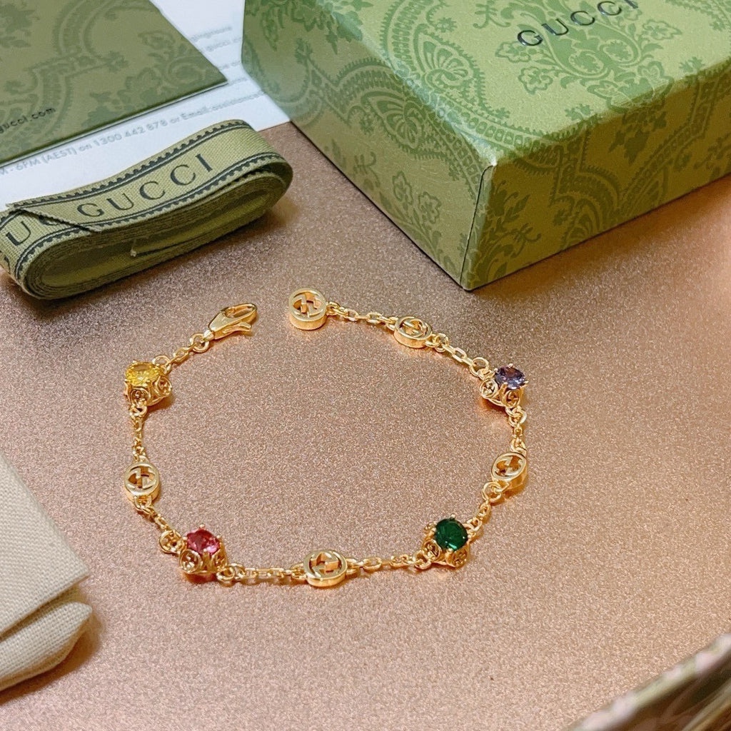 Gucci Gold-Tone Multicolor Crystal Charm Bracelet - album image 9