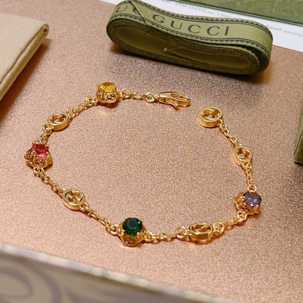 Gucci Gold-Tone Multicolor Crystal Charm Bracelet - album image 5