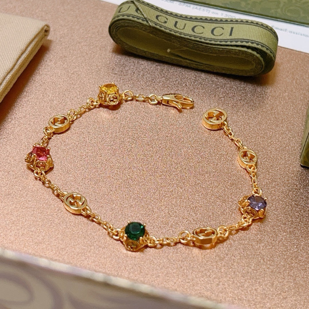 Gucci Gold-Tone Multicolor Crystal Charm Bracelet - album image 5