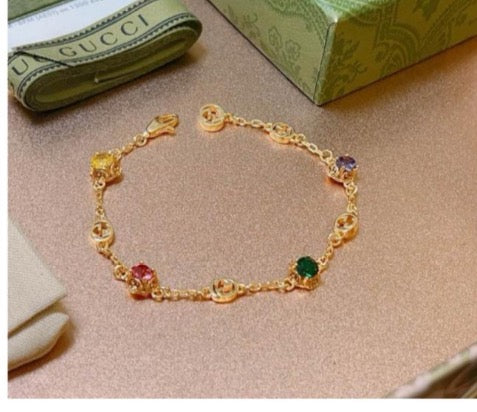 Gucci Gold-Tone Multicolor Crystal Charm Bracelet - album image 1
