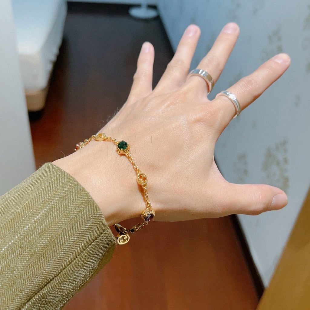 Gucci Gold-Tone Multicolor Crystal Charm Bracelet - album image 7
