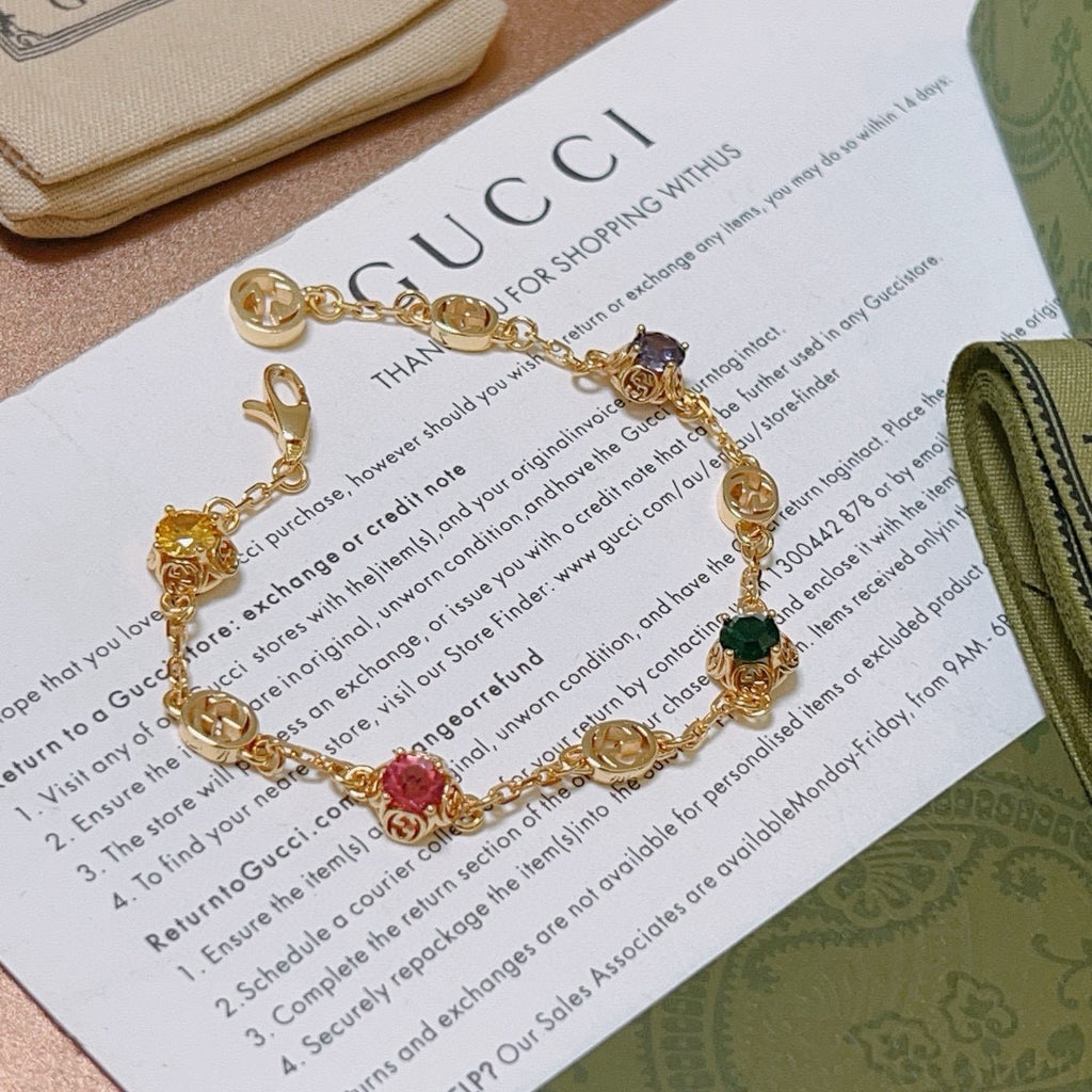 Gucci Gold-Tone Multicolor Crystal Charm Bracelet - album image 3