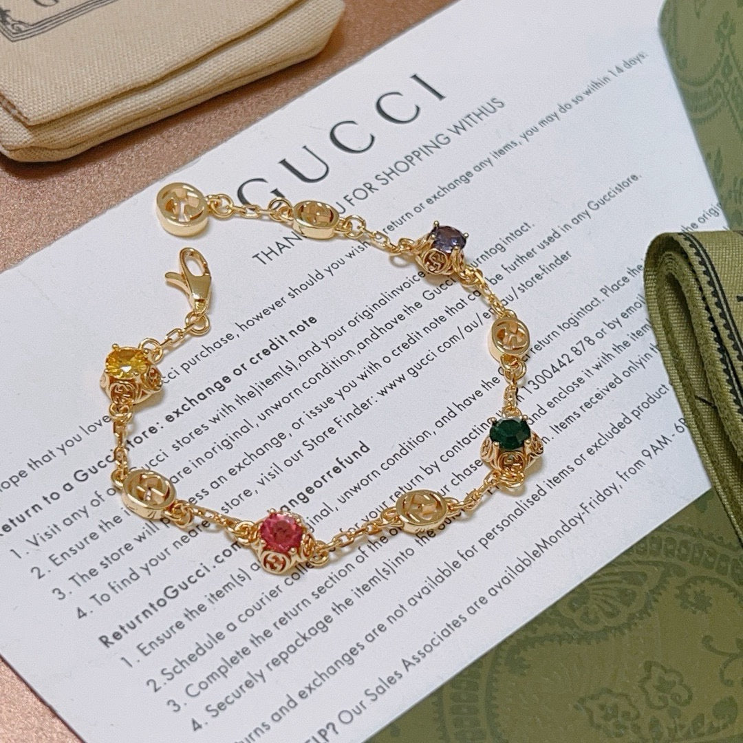 Gucci Gold-Tone Multicolor Crystal Charm Bracelet - album image 3