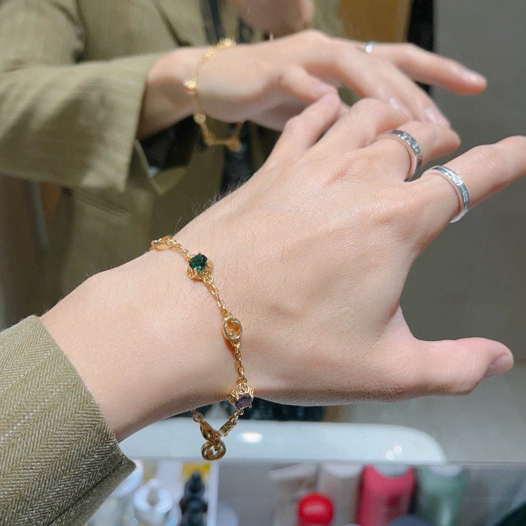 Gucci Gold-Tone Multicolor Crystal Charm Bracelet - album image 4