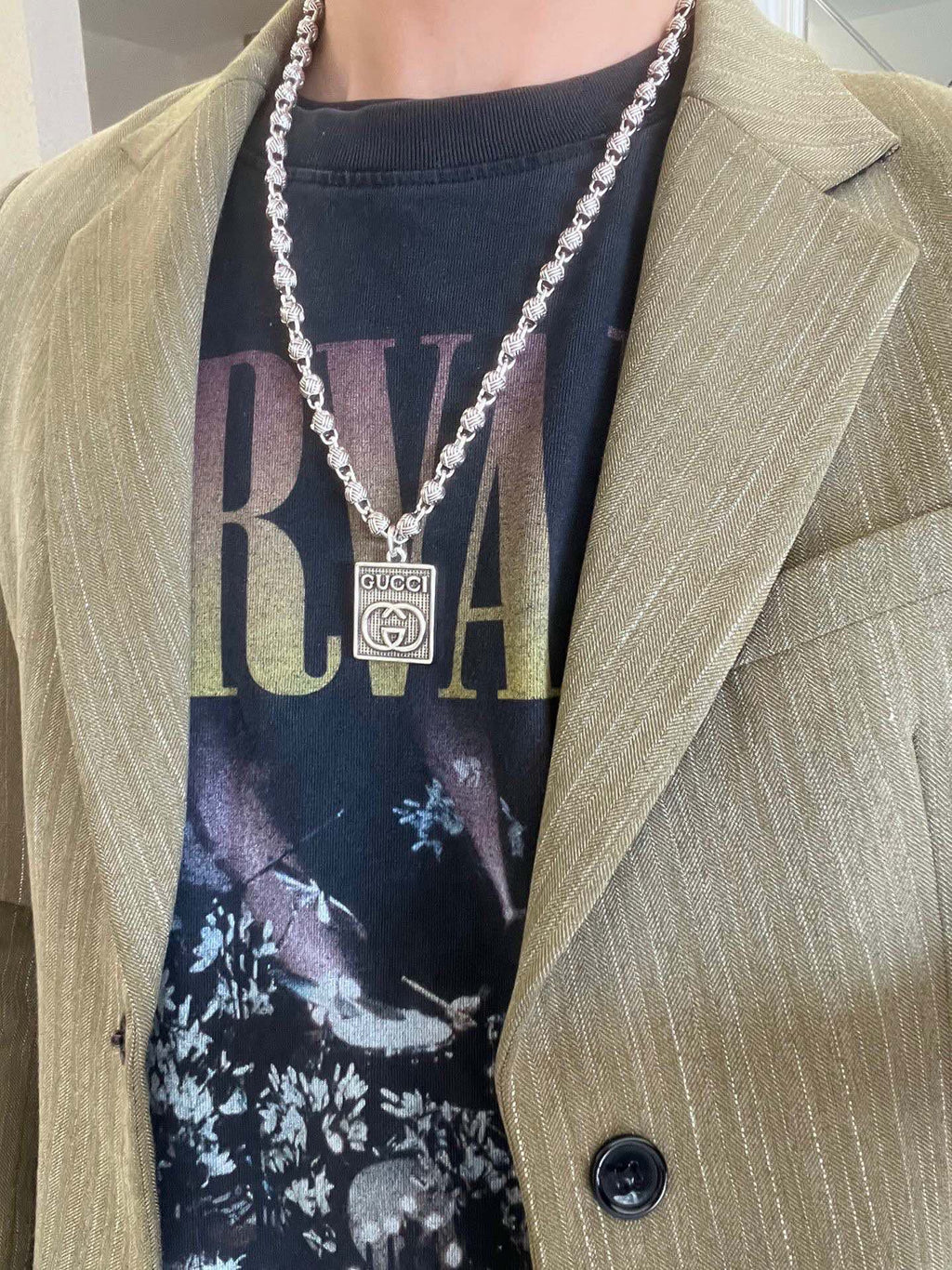 Gucci Anger Forest Interlocking G Antiqued Chain Necklace - album image 9
