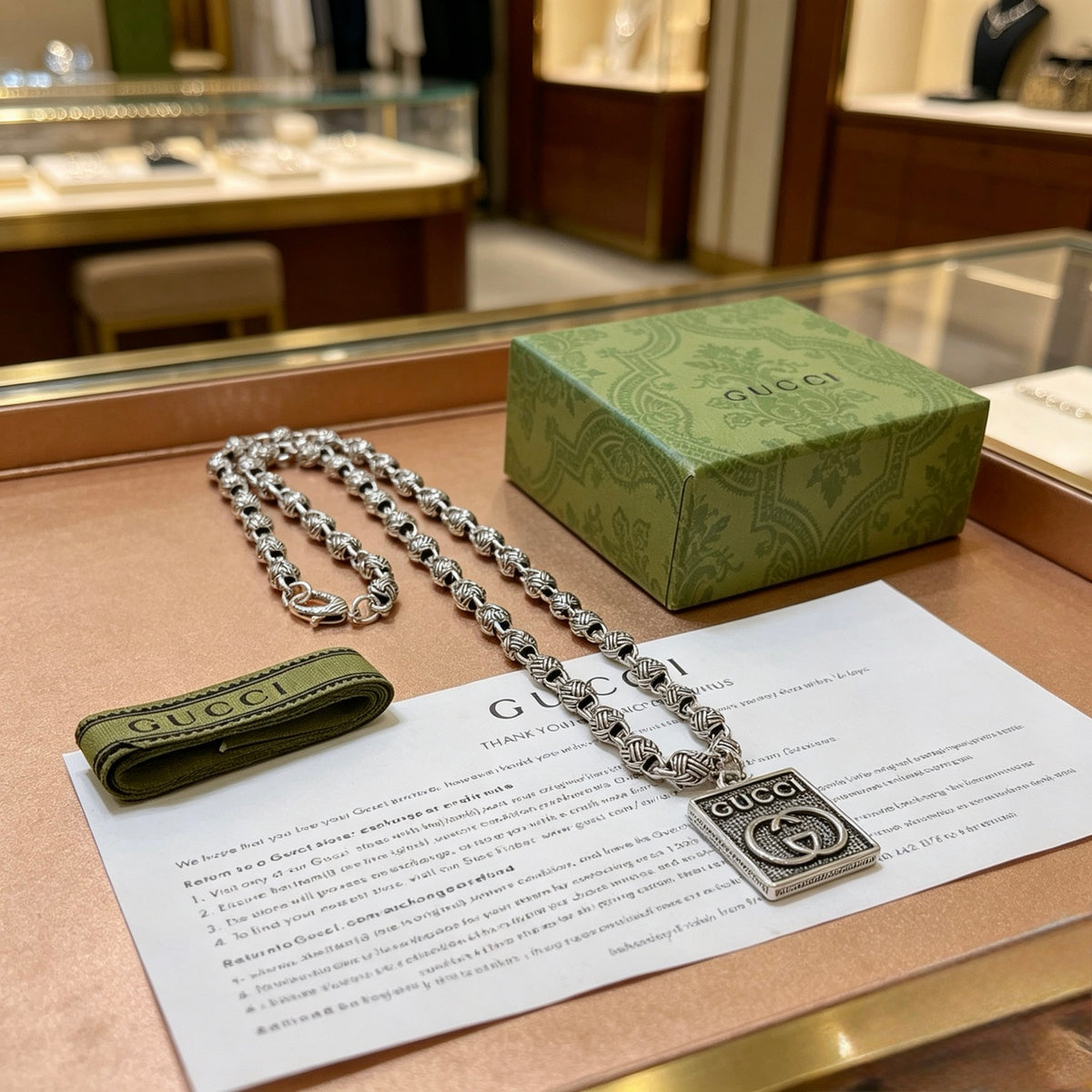 Gucci Anger Forest Interlocking G Antiqued Chain Necklace - album image 5