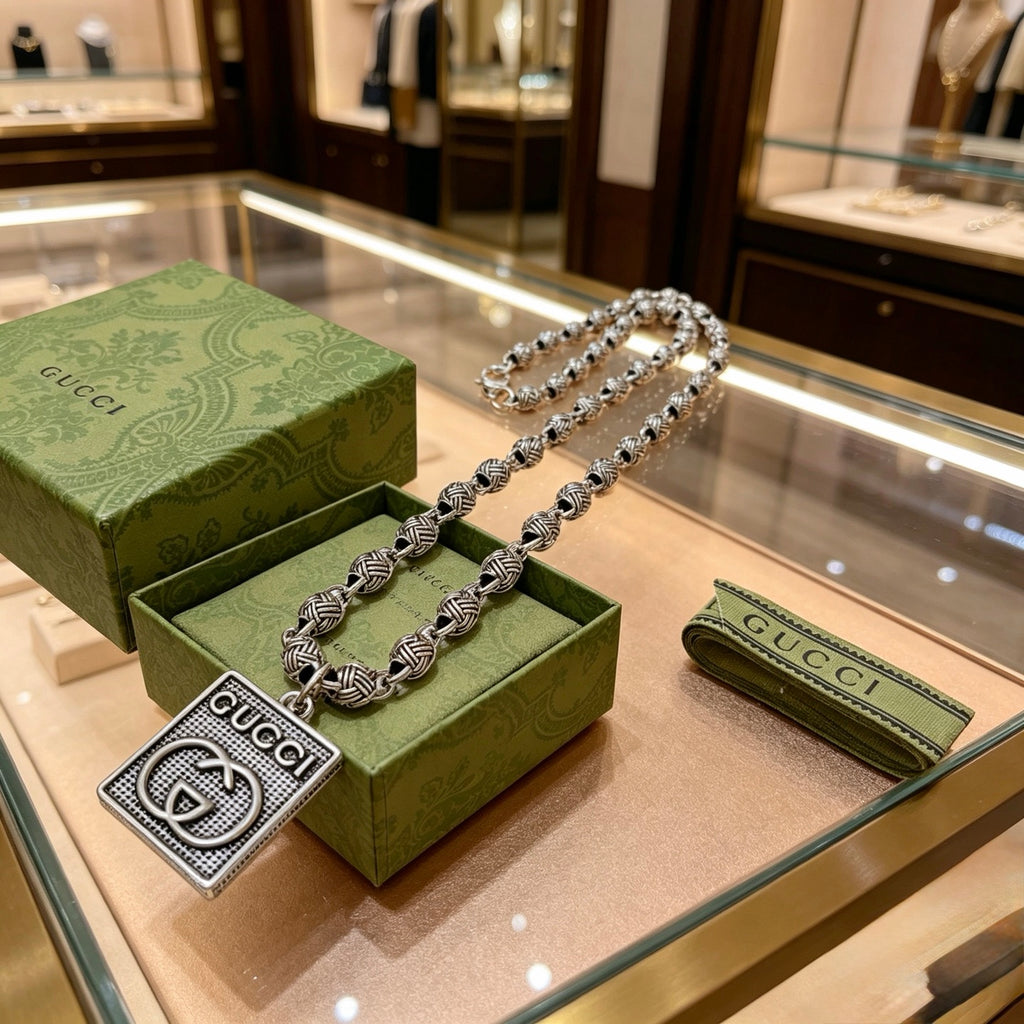 Gucci Anger Forest Interlocking G Antiqued Chain Necklace - album image 8