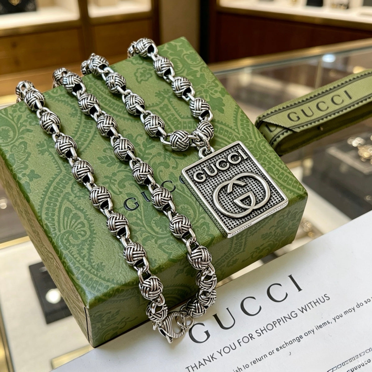 Gucci Anger Forest Interlocking G Antiqued Chain Necklace - album image 2