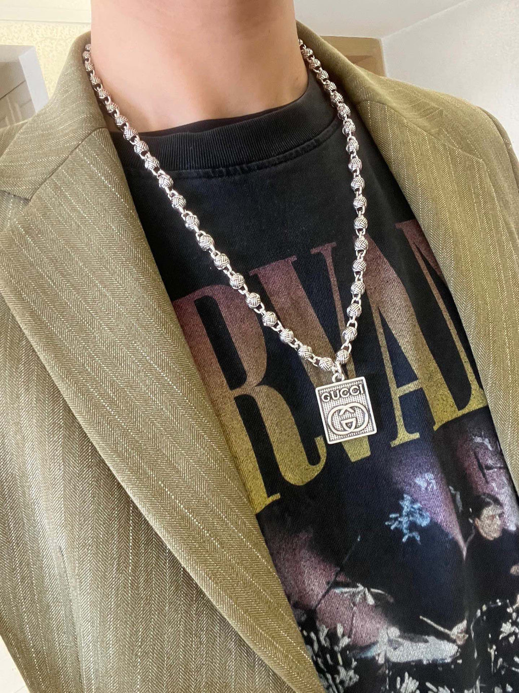 Gucci Anger Forest Interlocking G Antiqued Chain Necklace - album image 3