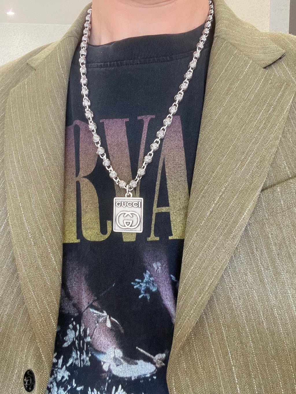 Gucci Anger Forest Interlocking G Antiqued Chain Necklace - album image 6