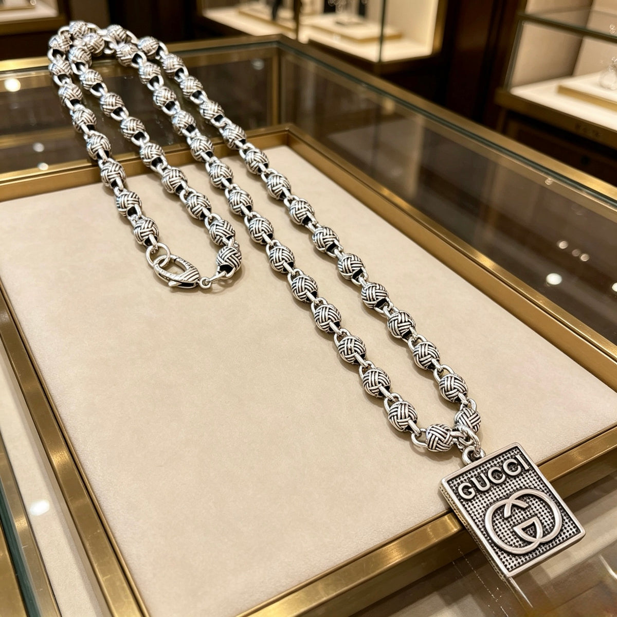 Gucci Anger Forest Interlocking G Antiqued Chain Necklace - album image 1