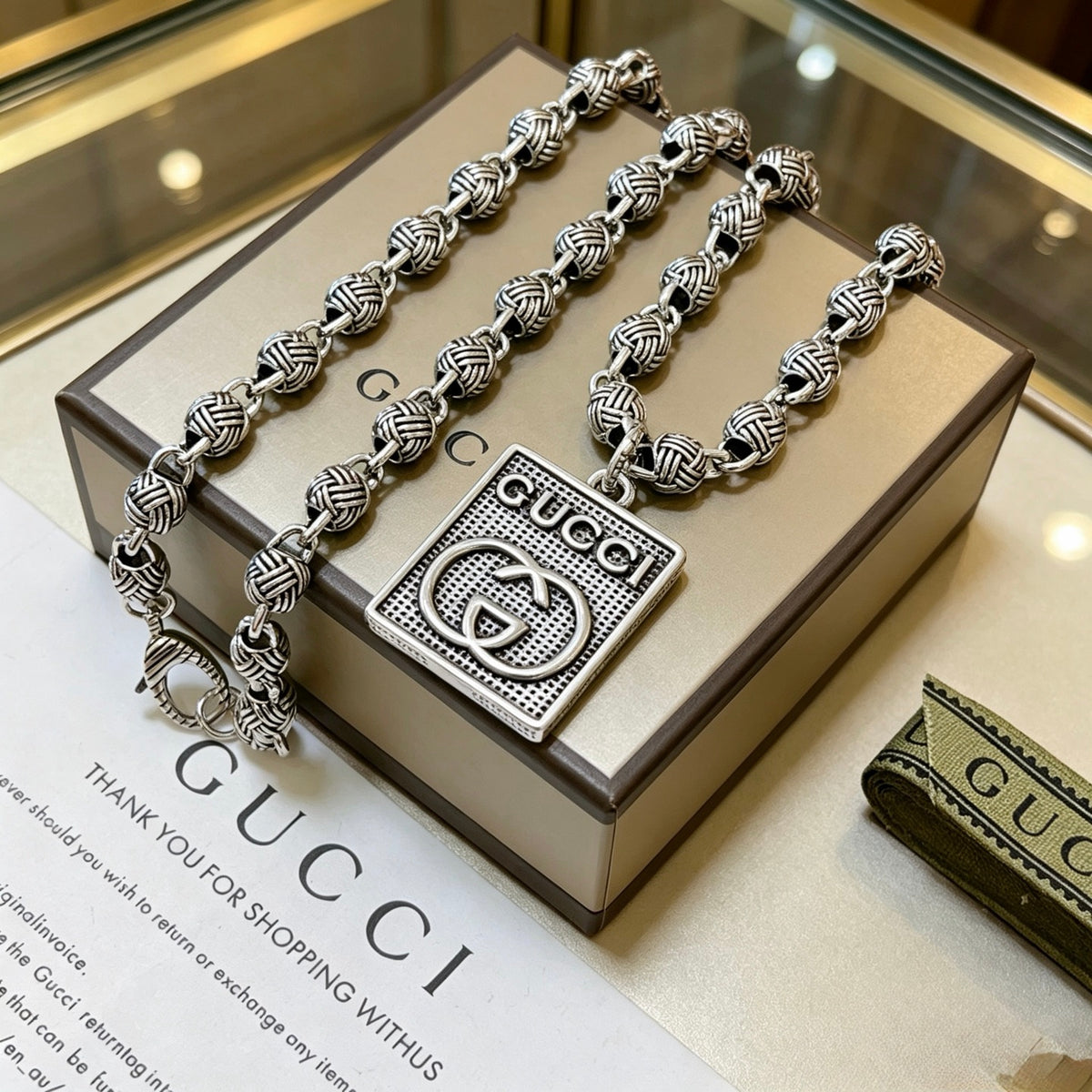 Gucci Anger Forest Interlocking G Antiqued Chain Necklace - album image 7