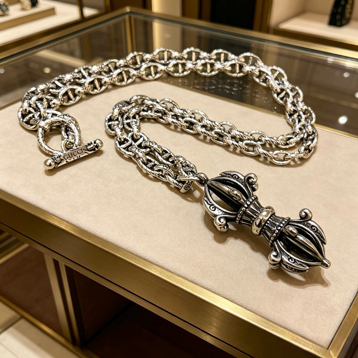 Gucci Anger Forest Interlocking G Antiqued Chain Necklace - album image 1