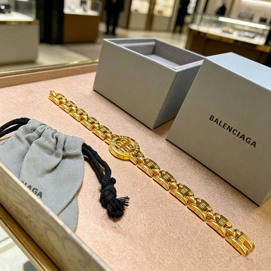 Balenciaga Gold-Tone Round BB Chain Bracelet - album image 8