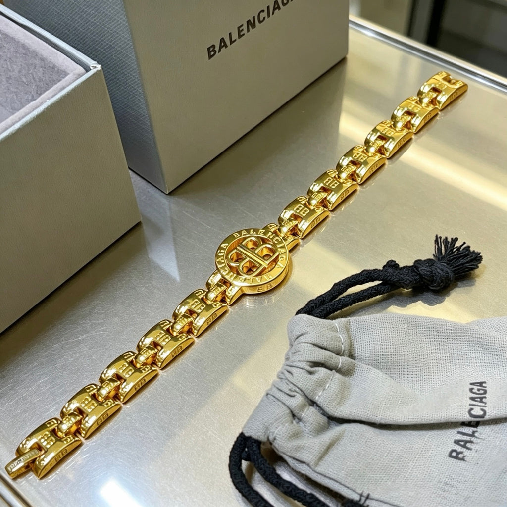 Balenciaga Gold-Tone Round BB Chain Bracelet - album image 9