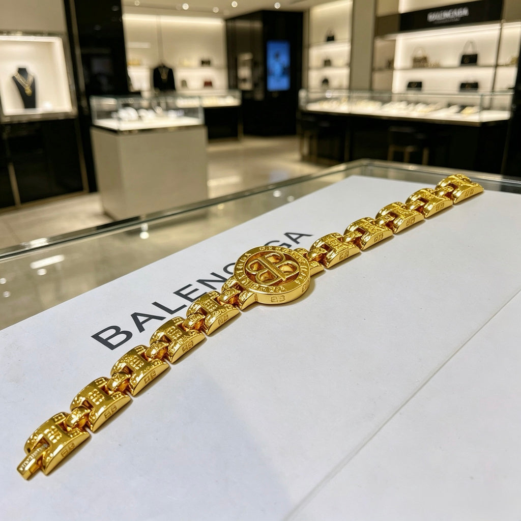 Balenciaga Gold-Tone Round BB Chain Bracelet - album image 2