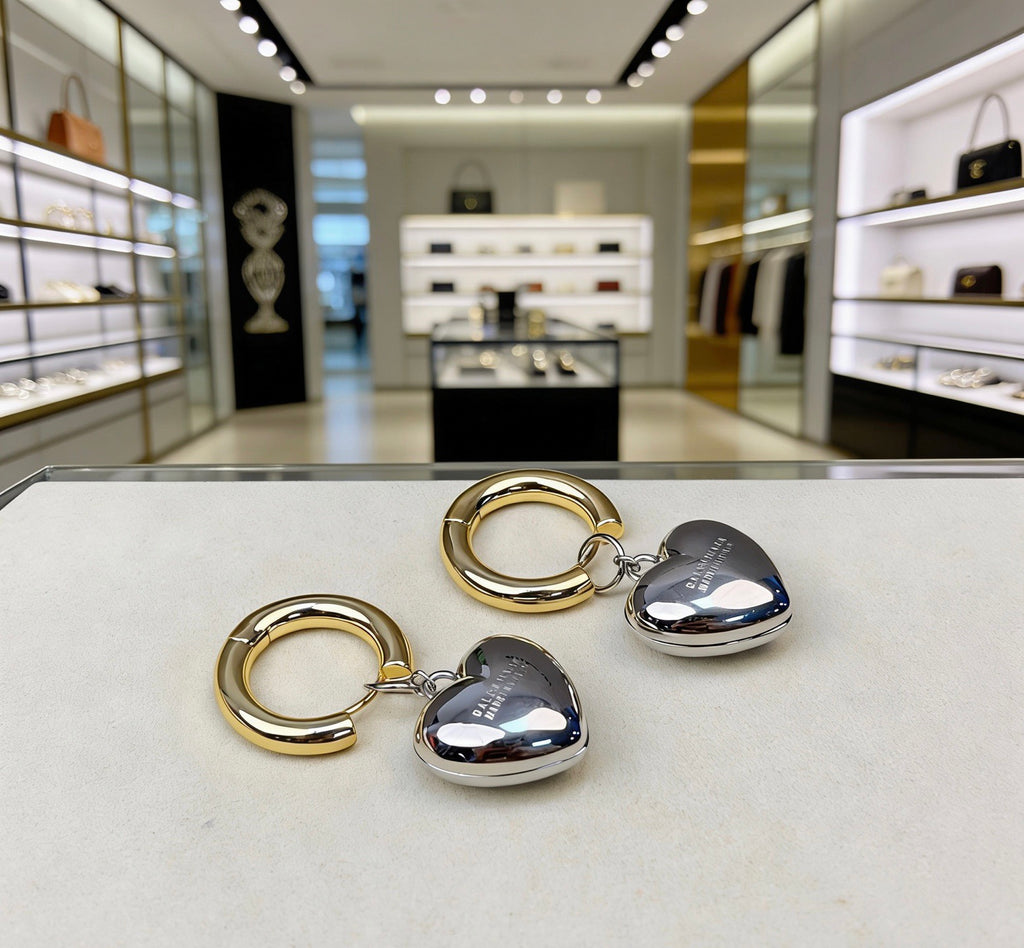 Balenciaga Gold-Tone Hoop Earrings with Silver-Tone Hearts - album image 6