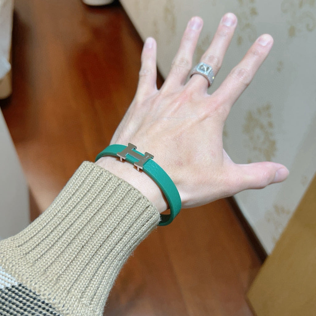 Hermès Teal Leather H Bracelet - album image 3