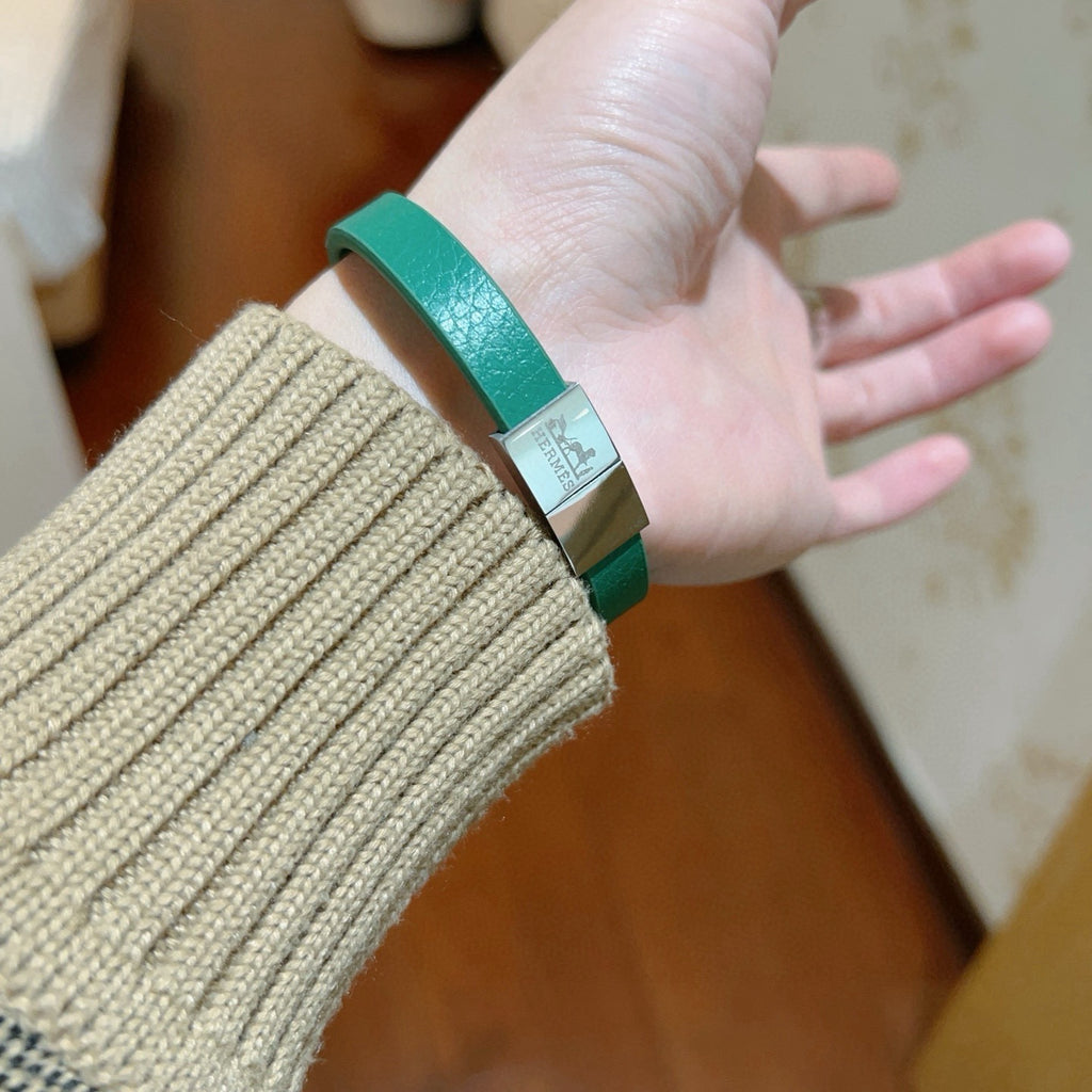 Hermès Teal Leather H Bracelet - album image 4