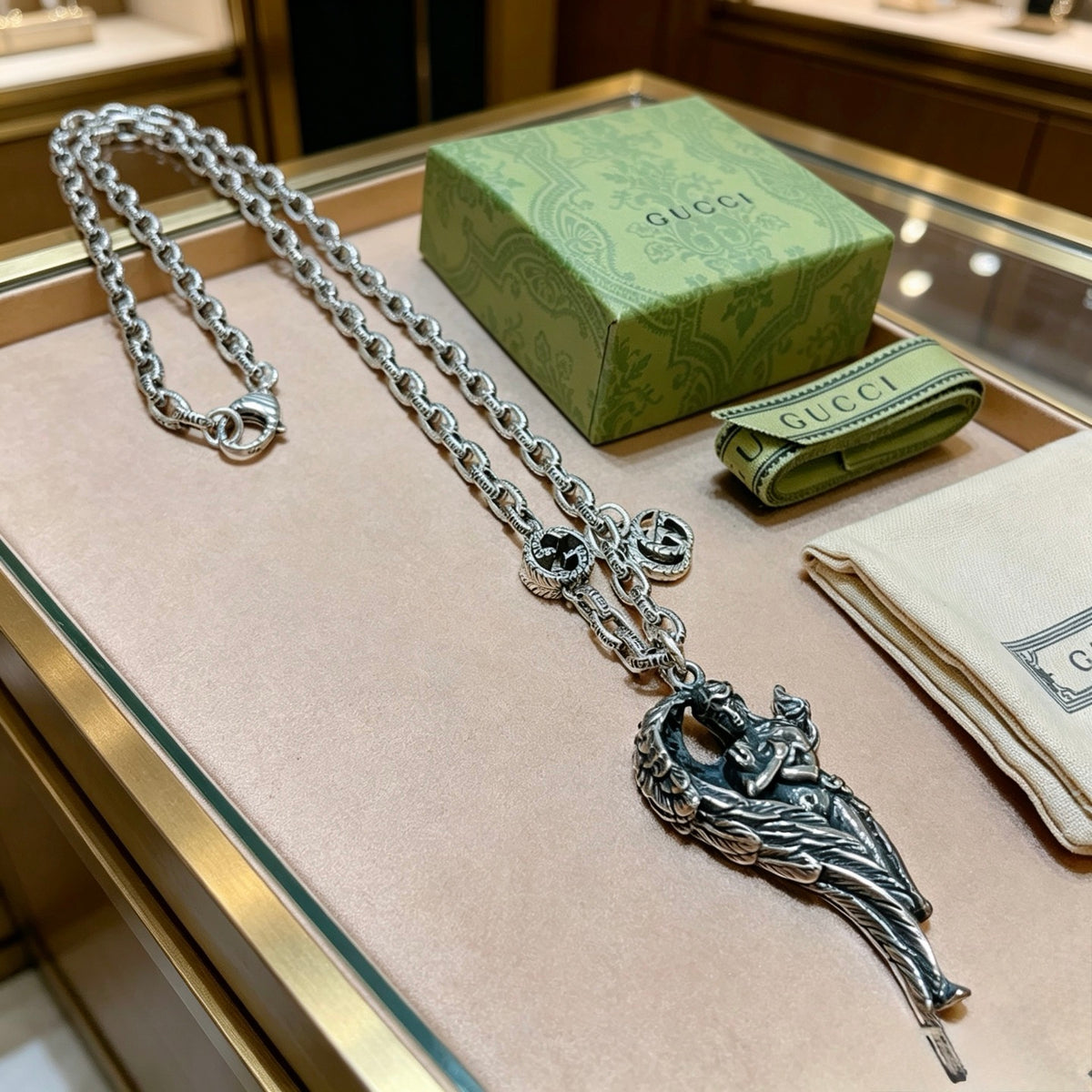 Gucci Anger Forest Interlocking G Antiqued Chain Necklace - album image 4